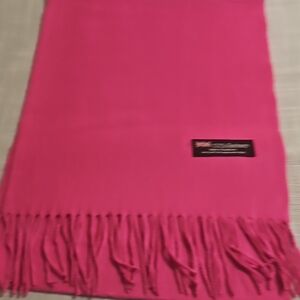 Elegant 100% Cashmere Pink Fringed Scarf Size 72" X 12" Brand New Color Pink